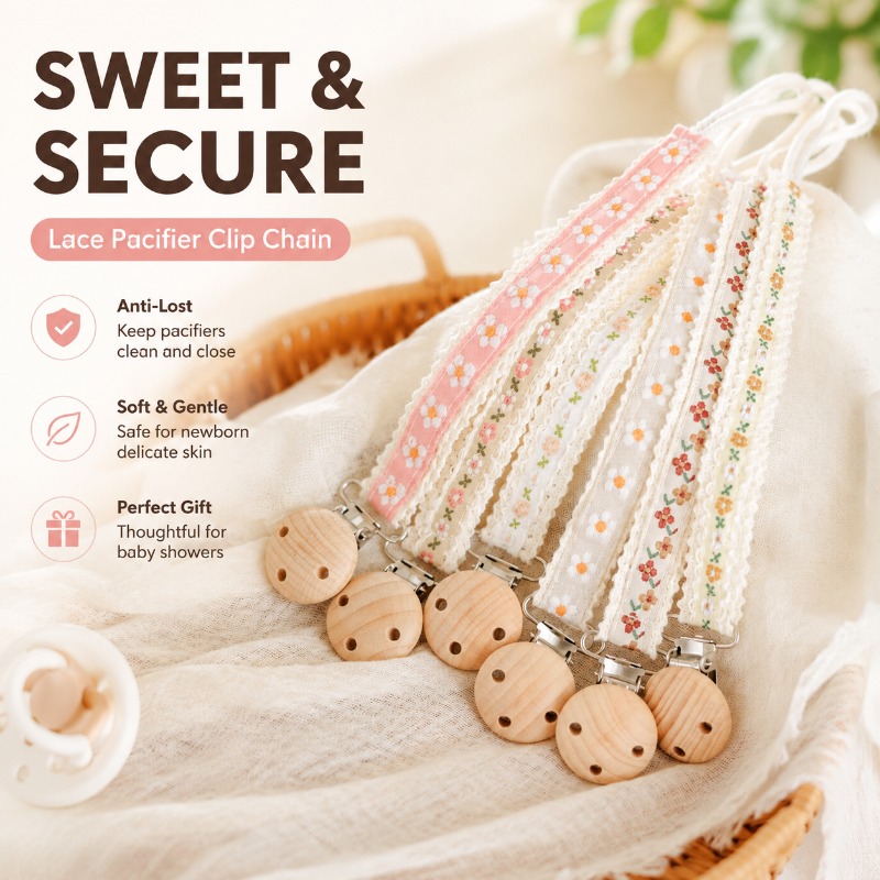 Baby Products Gift - Catenella Portaciuccio in Pizzo per Neonati,